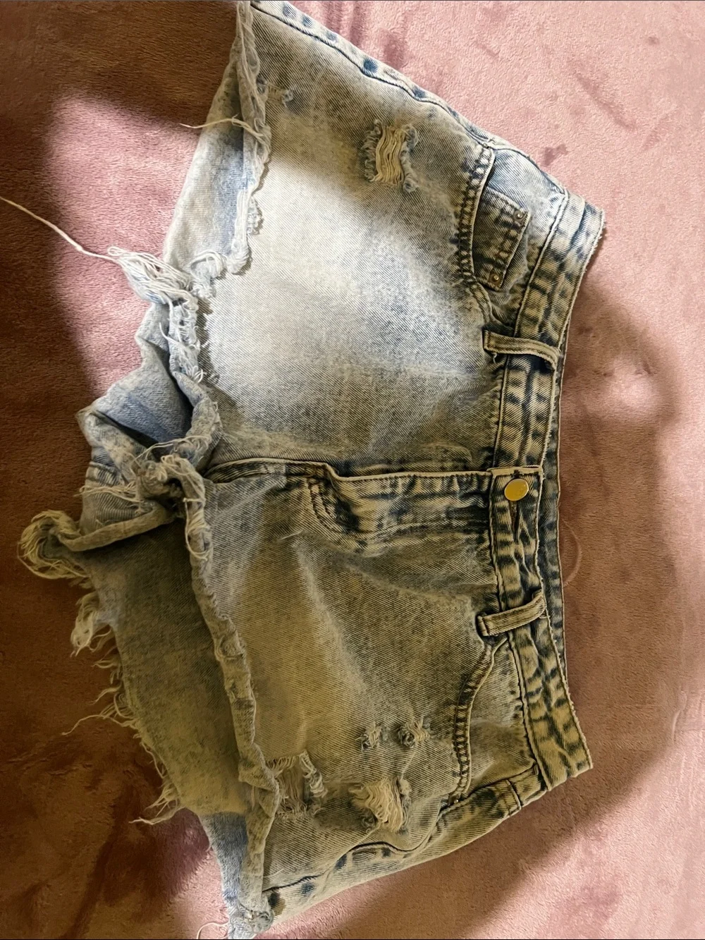 Light Wash Distressed Denim Shorts